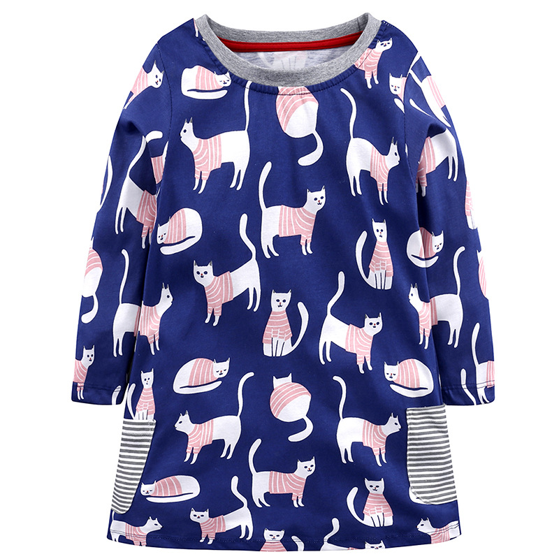 Casual Kids Dresses for Girls Cotton Long Sleeve G..